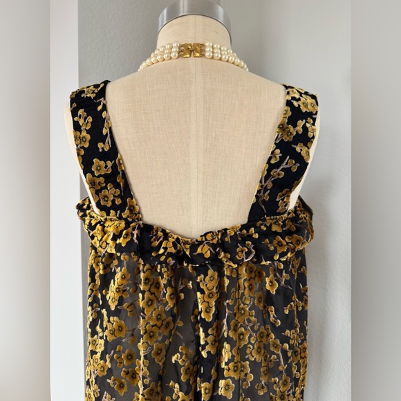 Homemade Cherry Blossom Velvet Sheer Dress Fits Large - Picture 5 of 11